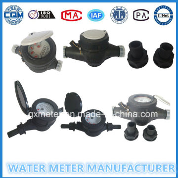 Corps en plastique noir Dn15mm Multi Jet Water Meter Dry Type